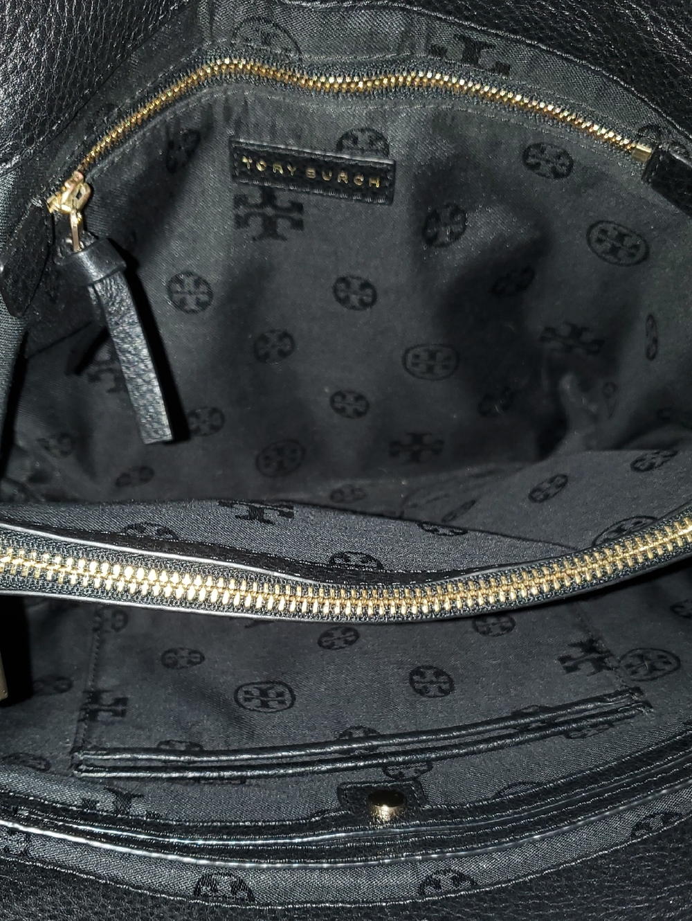 Tory Burch Black Pebble Leather Bombe Flap Shoulder Bag🖤💛 - Picture 13 of 16